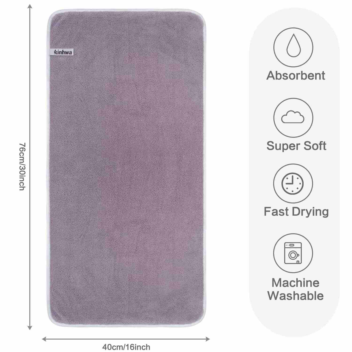 16x30In 100% Microfiber Velvet Hand Towel for Bathroom | Soft Shaving Towel