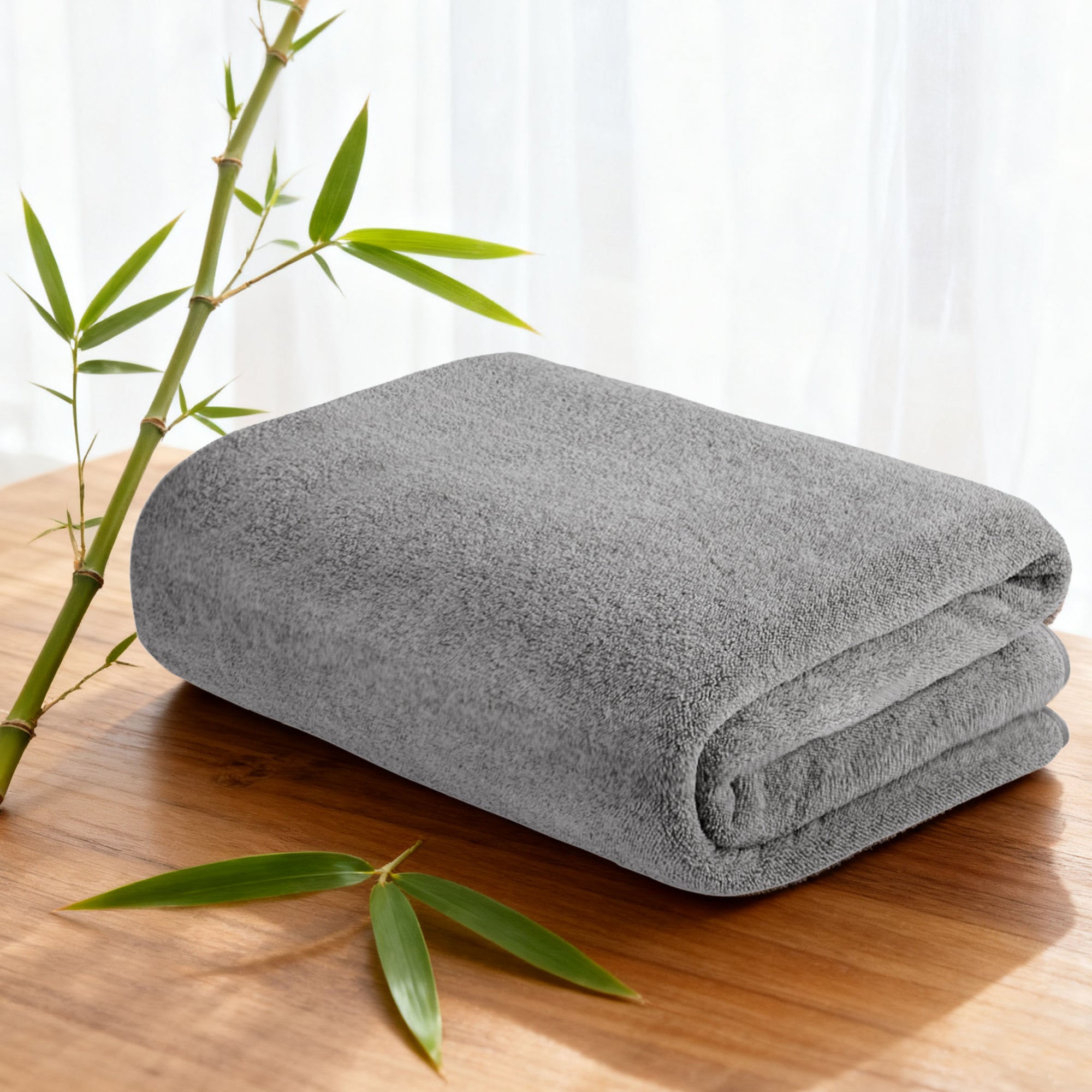 40x78In Bamboo Charcoal Velvet Bath Towels on Sale - Gray - 300gsm