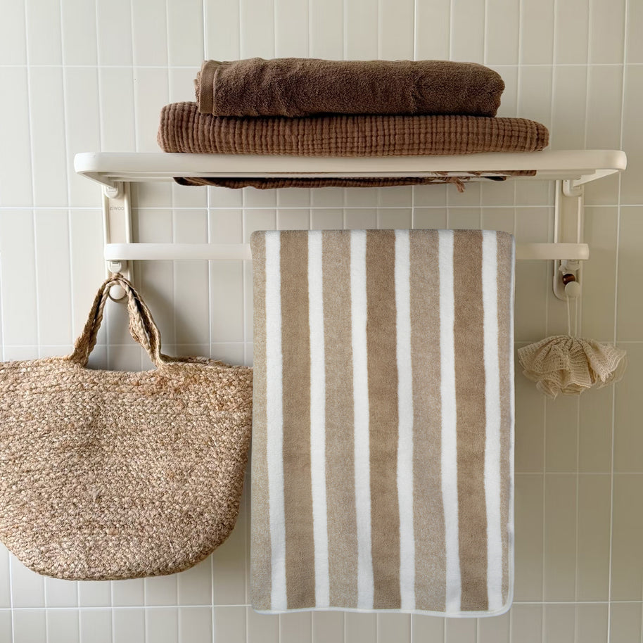 16X30In 380GSM Gray and White Striped Hand Towels for Bathroom