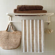 16X30In 380GSM Gray and White Striped Hand Towels for Bathroom