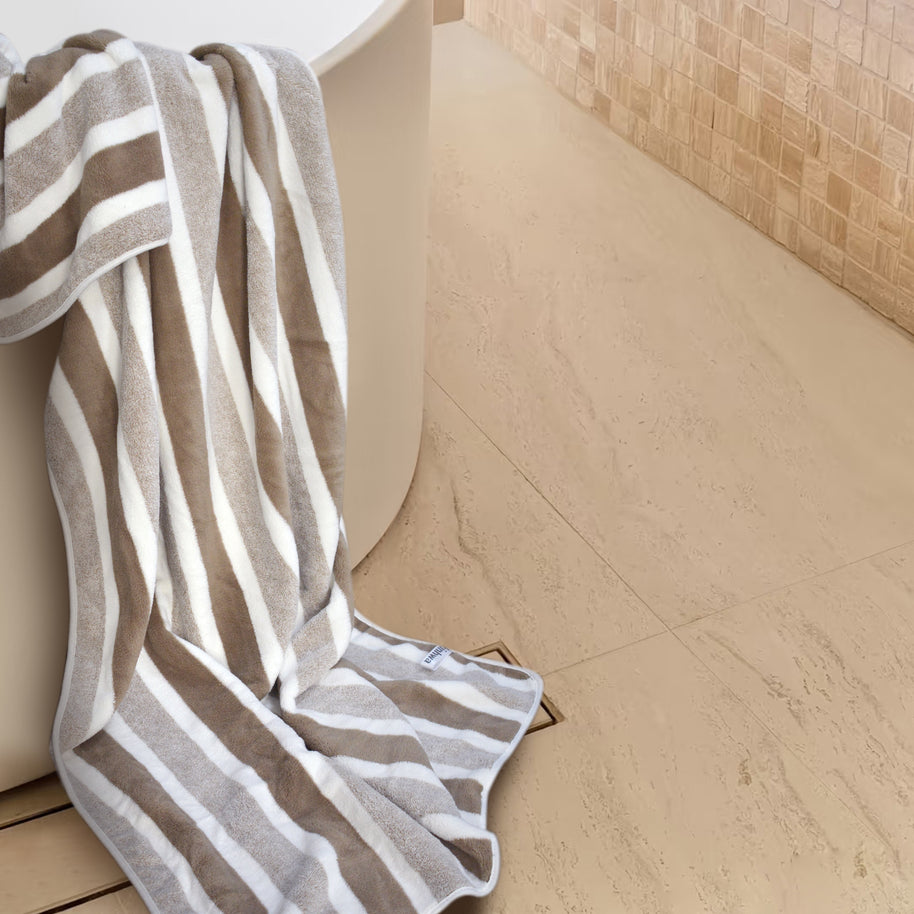30x60In Gray and white Striped Bath Towels Set on Sale - 380GSM