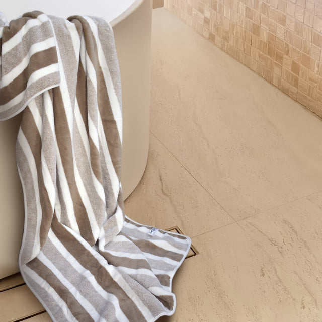 30x60In Lint-Free Large Microfiber Bath Towels | Striped Bath Towels 2-Pack, 380GSM