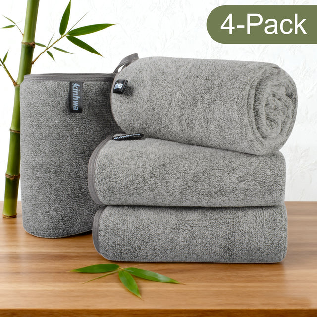 20x40In Bamboo Charcoal Hand Towels for Bathroom - Gray - 300 GSM