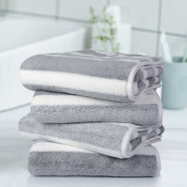 Plush Microfiber Striped Hand Towels for Bathroom, 16X30In, 380GSM