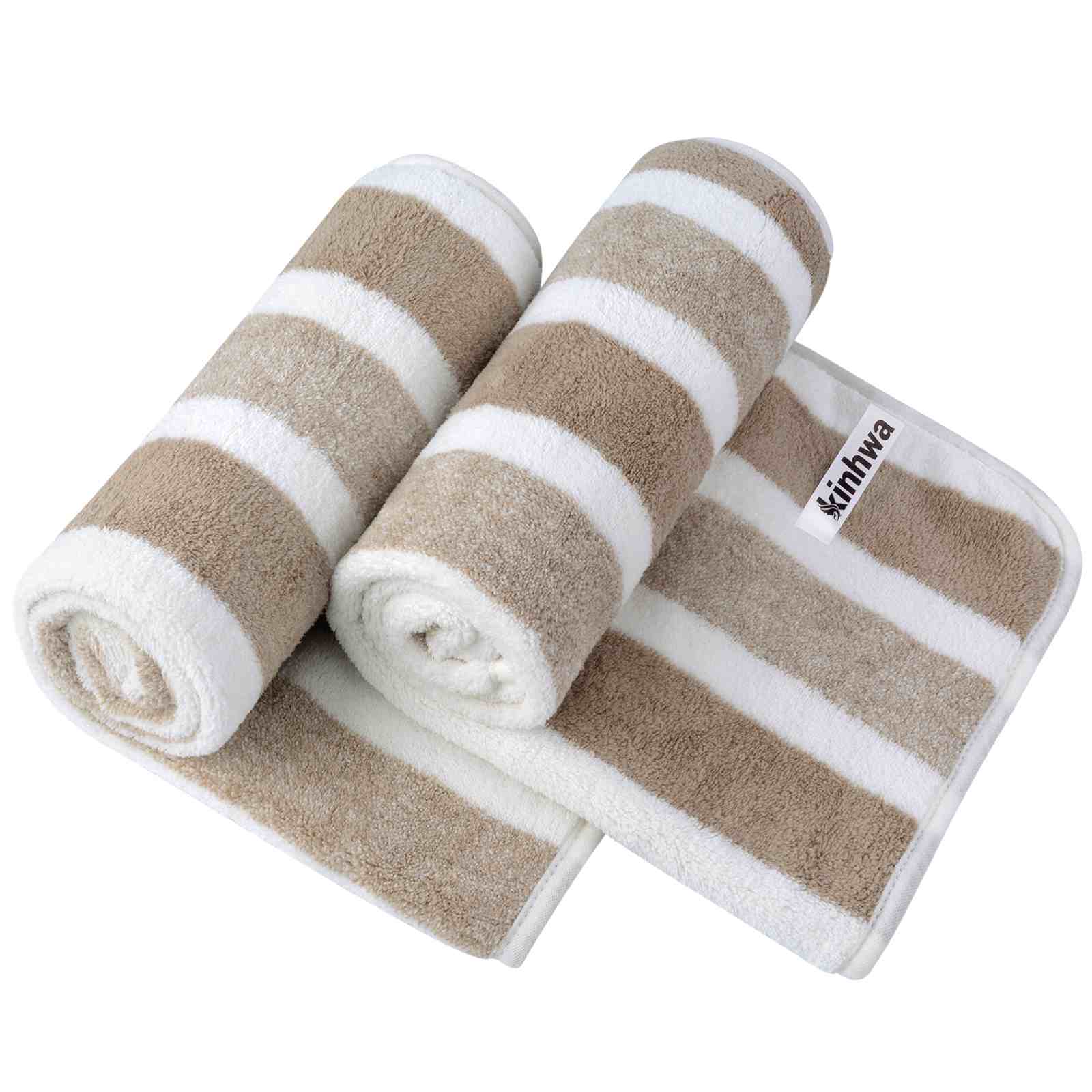 Plush Microfiber Striped Hand Towels - Thumbnail 2