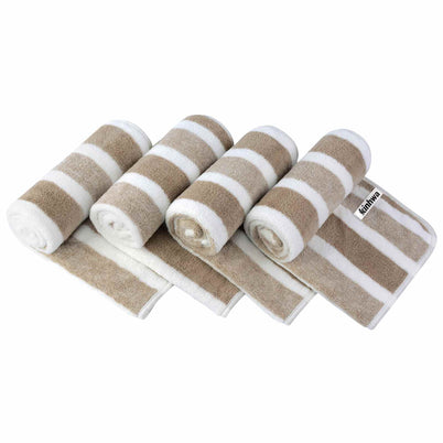 16X30In 380GSM Gray and White Striped Hand Towels for Bathroom