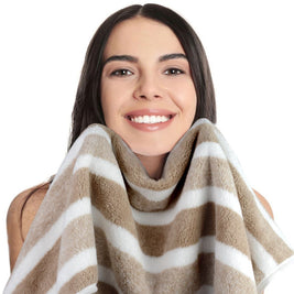 Plush Microfiber Striped Hand Towels for Bathroom, 16X30In, 380GSM