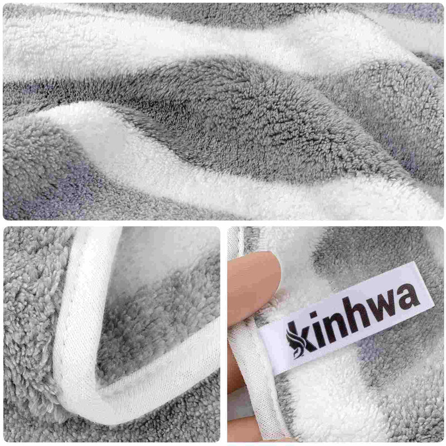 KinHwa Warp-Knit Microfiber Hair Towels Wraps | Terry Cloth
