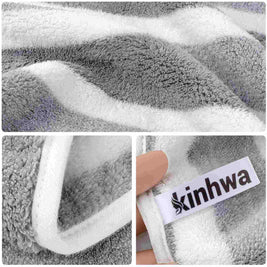 Plush Microfiber Striped Hand Towels for Bathroom, 16X30In, 380GSM