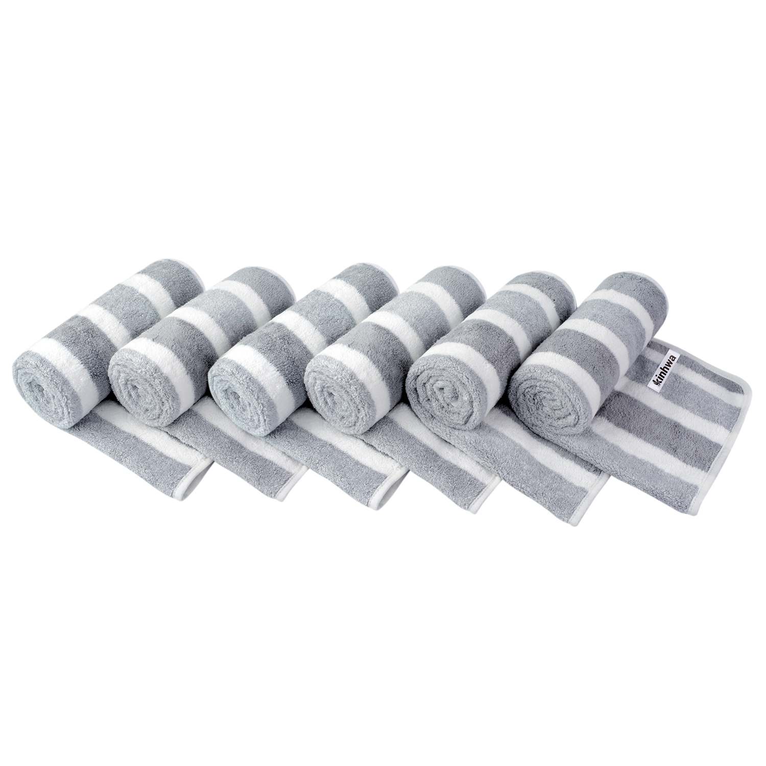 Plush Microfiber Striped Hand Towels - Thumbnail 3