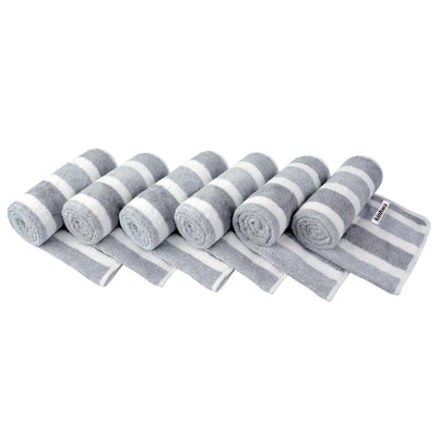 16X30In 380GSM Gray and White Striped Hand Towels for Bathroom