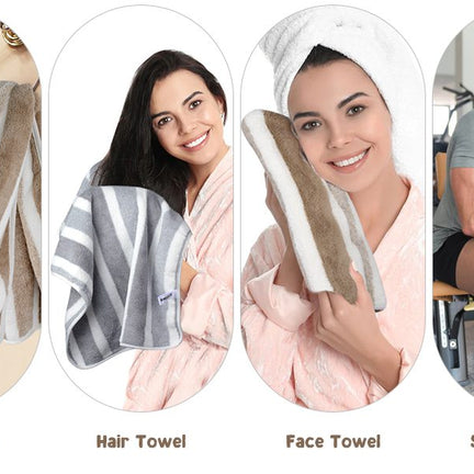 Plush Microfiber Striped Hand Towels for Bathroom, 16X30In, 380GSM