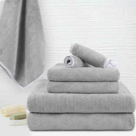 6 Piece Gray Family Velvet Bath Towel Sets Clearance on Sale, 380GSM
