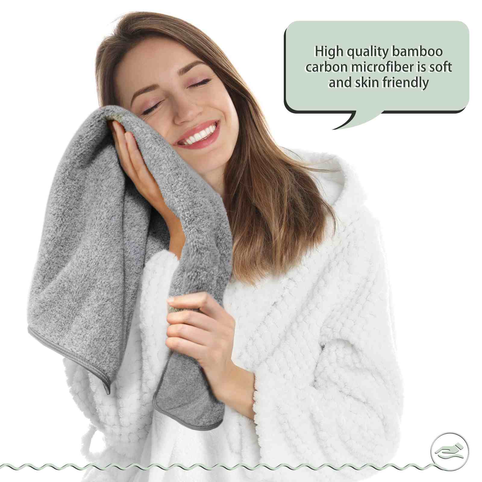 Premium Bamboo Charcoal Hand Towels - Thumbnail 5