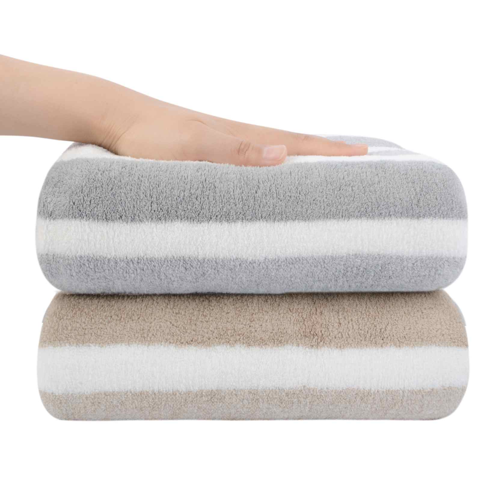Plush Microfiber Striped Bath Towels Set