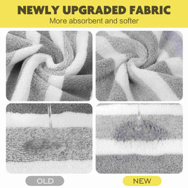 Plush Microfiber Striped Bath Towels Set on Sale - 380GSM - 30x60In