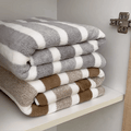 30x60In Gray and white Striped Bath Towels Set on Sale - 380GSM